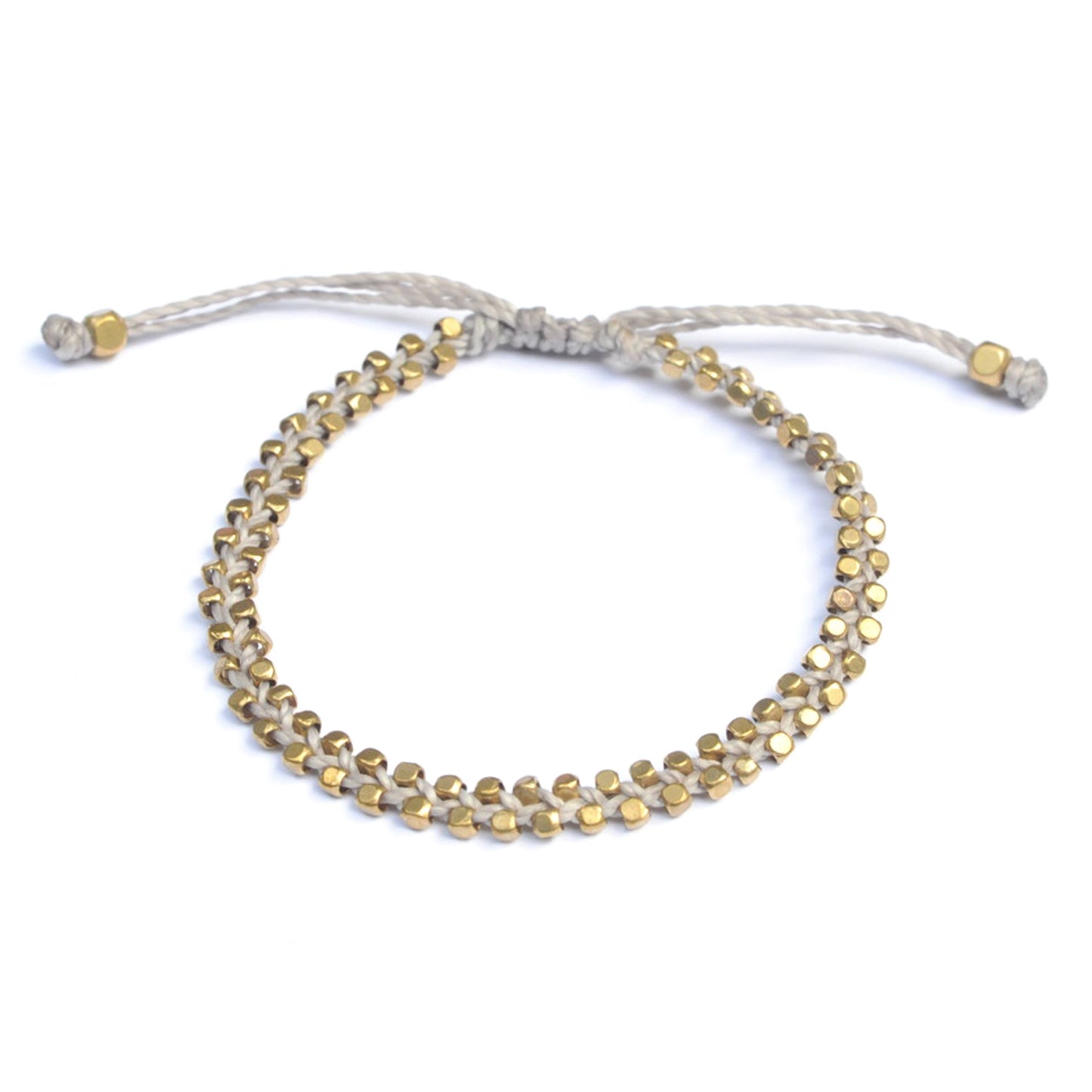 Delicate Thread Bracelets, in Brass with Grey Thread
