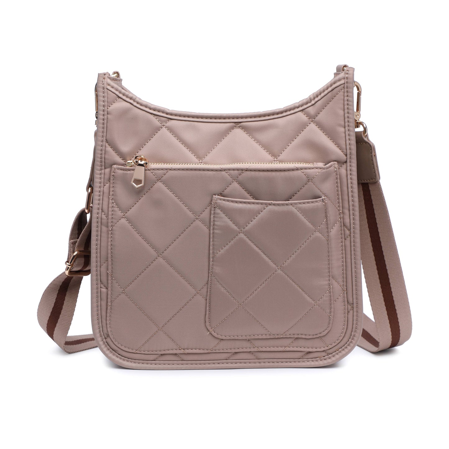 Motivator Quilted Nylon Crossbody, in Nude