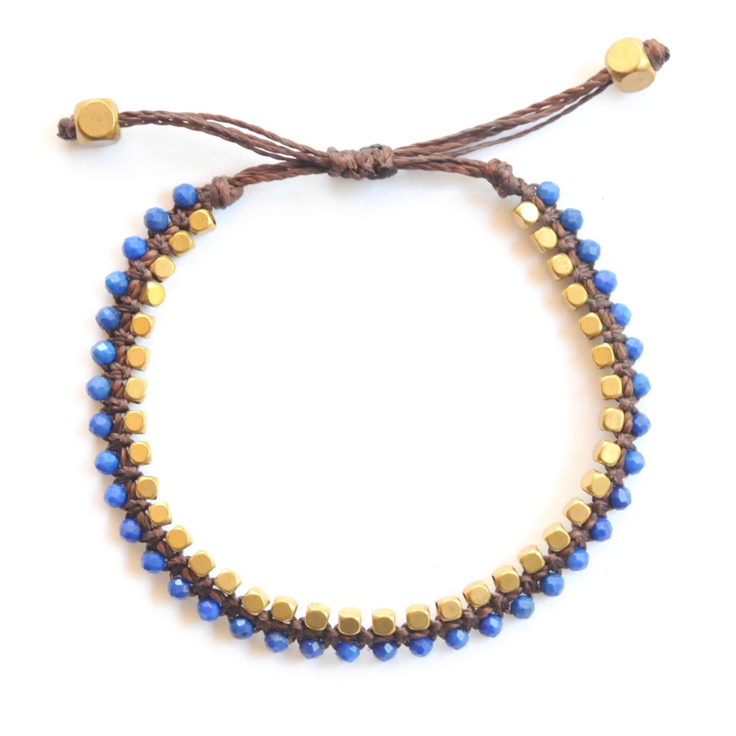 Gemstone Macrame Bracelet, in Labradorite/brass