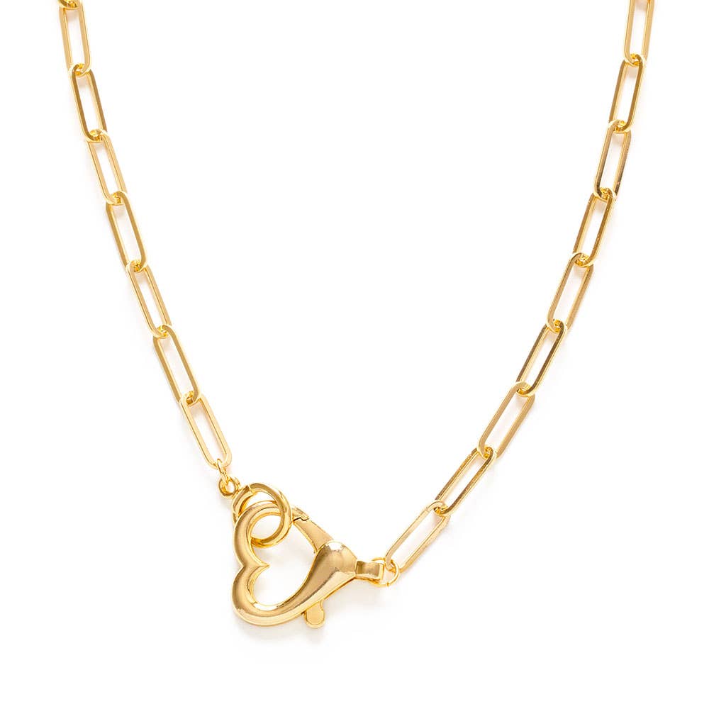 Heart Clasp on Paperclip Chain Necklace