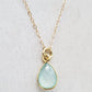 Gold Teardrop Aqua Chalcedony Necklace