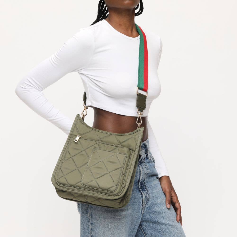 Motivator Quilted Nylon Crossbody, in Olive