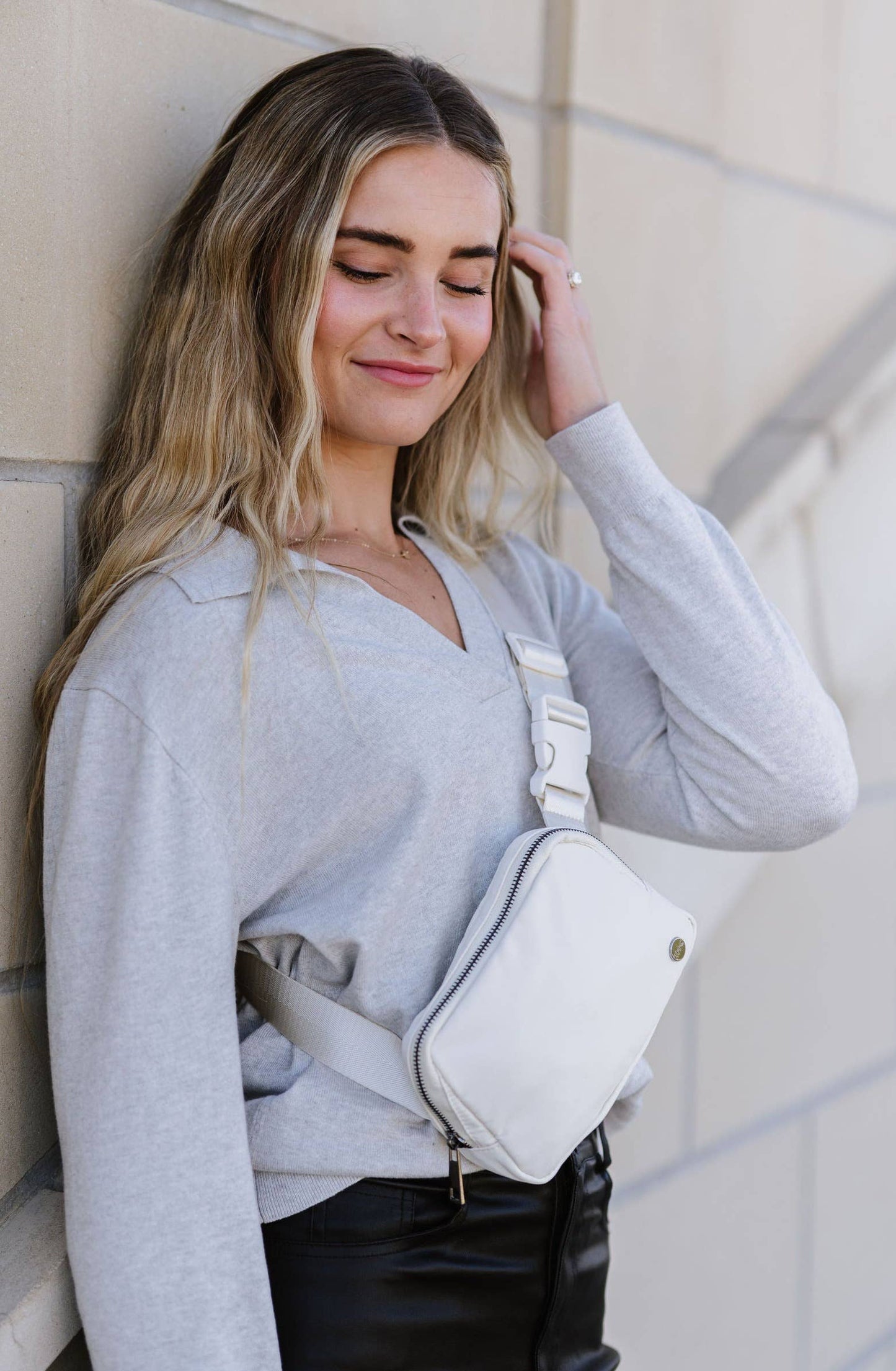 Madison Crossbody Satchel Belt Bag Fanny Pack: Milk Chocolate