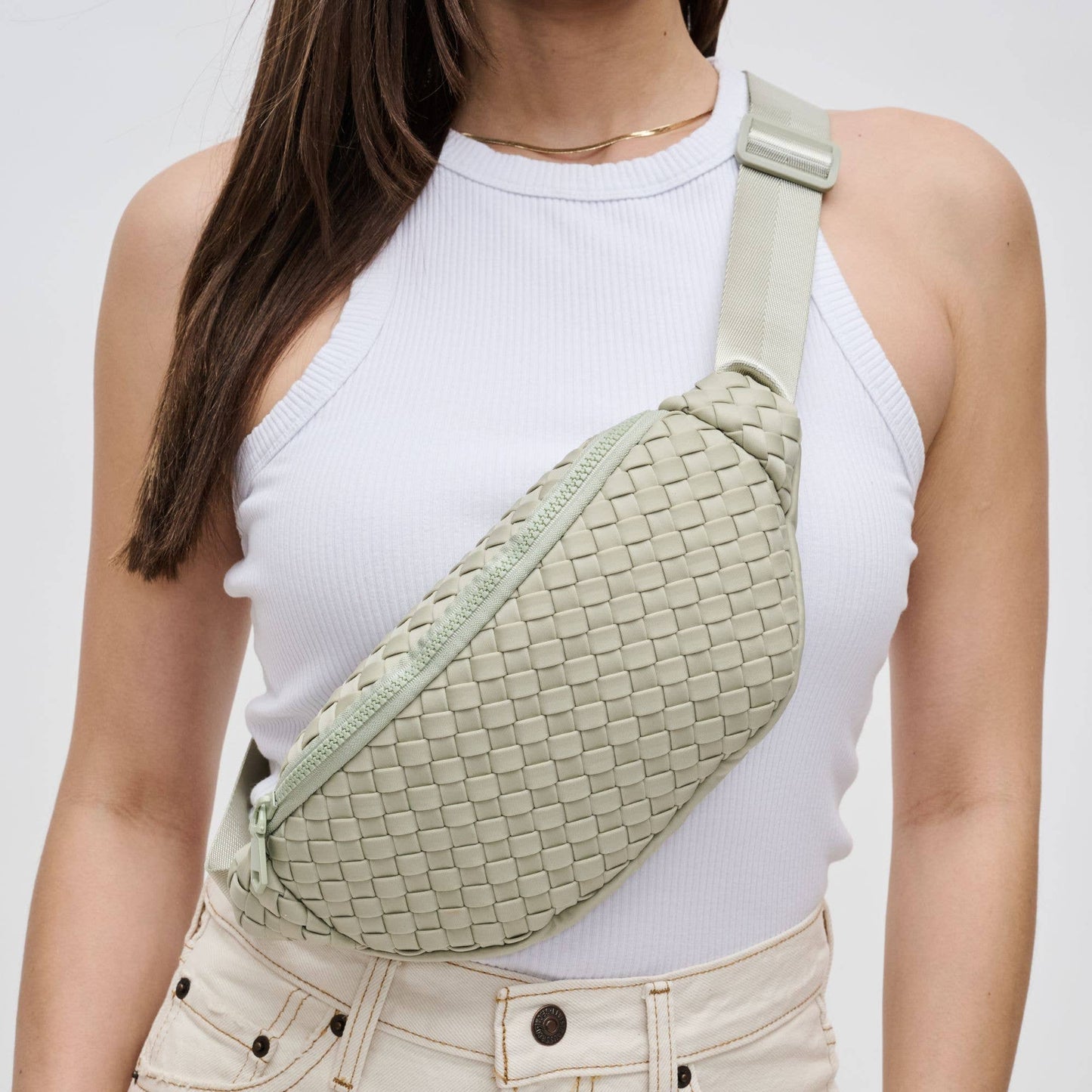 Woven Neoprene Belt Bag, in Silver, by Aim High