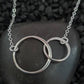 Two Intertwined Circle Sideways Necklace - Sterling Silver: 18"