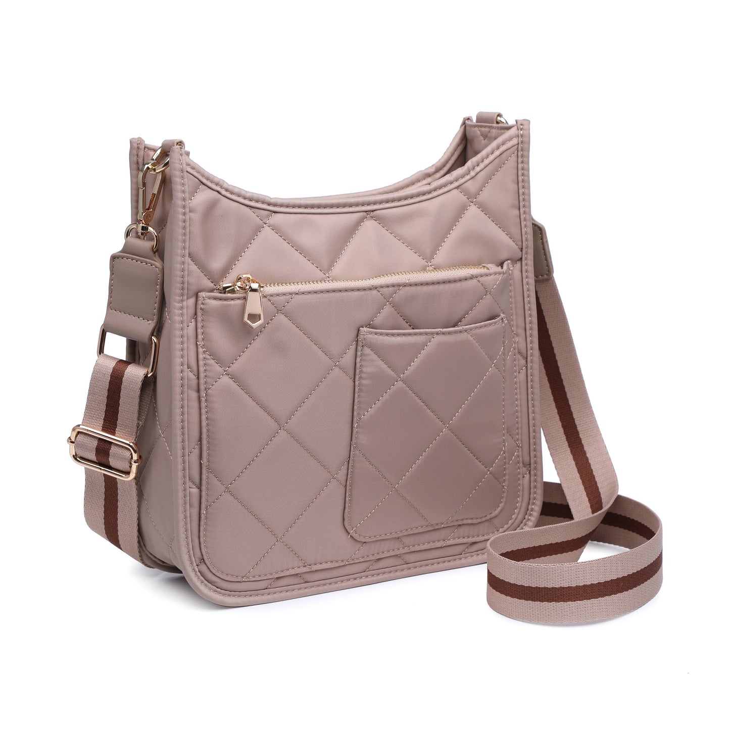 Motivator Quilted Nylon Crossbody, in Nude