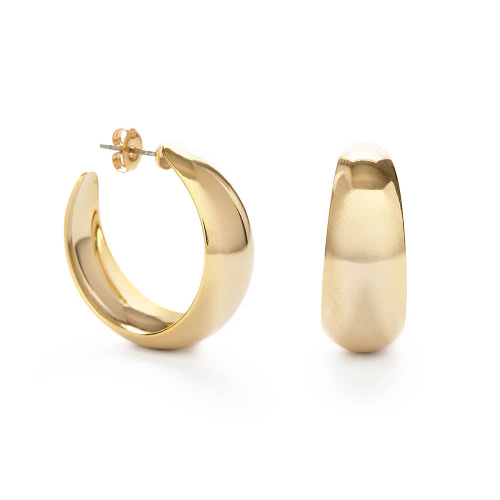 Angie Vintage Hoop Earrings: Yellow Gold / Large