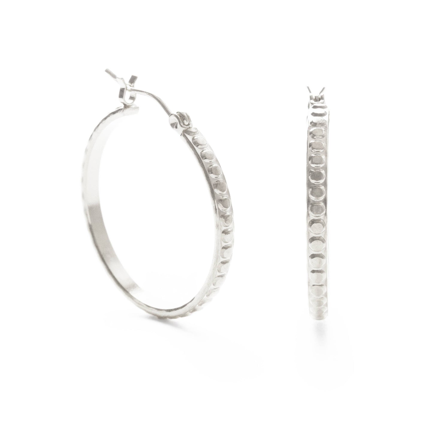 Beaded Hoops - 5/8" silver