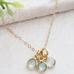 Gold Gemstone Cluster Trio Necklace - Aqua Chalcedony: 18"