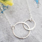 Two Intertwined Circle Sideways Necklace - Sterling Silver: 18"