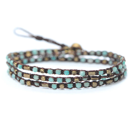 Stone Delight Wrap Bracelet, in Labradorite & Brass