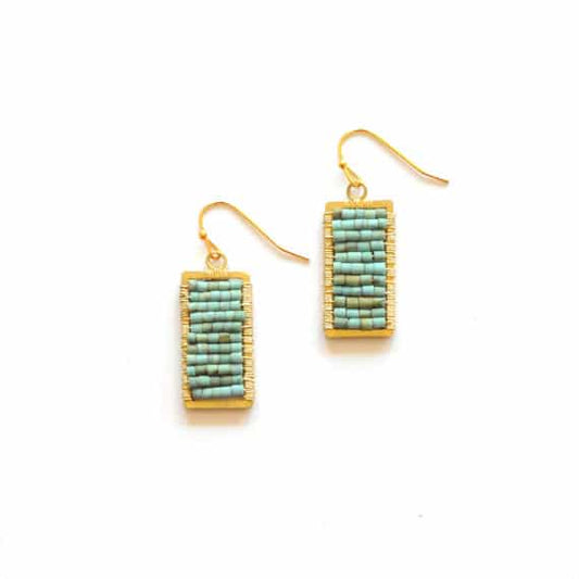 Rectangle Earrings, in Turquoise & Brass