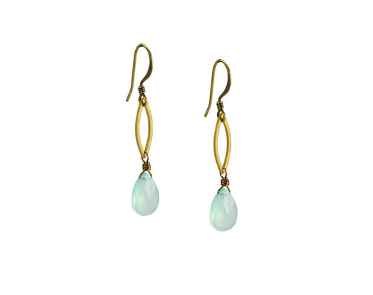 Seafoam Green Chalcedony Dainty Marquis Earrings