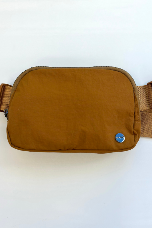 Madison Crossbody Satchel Belt Bag Fanny Pack: Camel