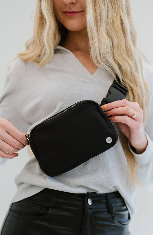 Madison Crossbody Satchel Belt Bag Fanny Pack: Black