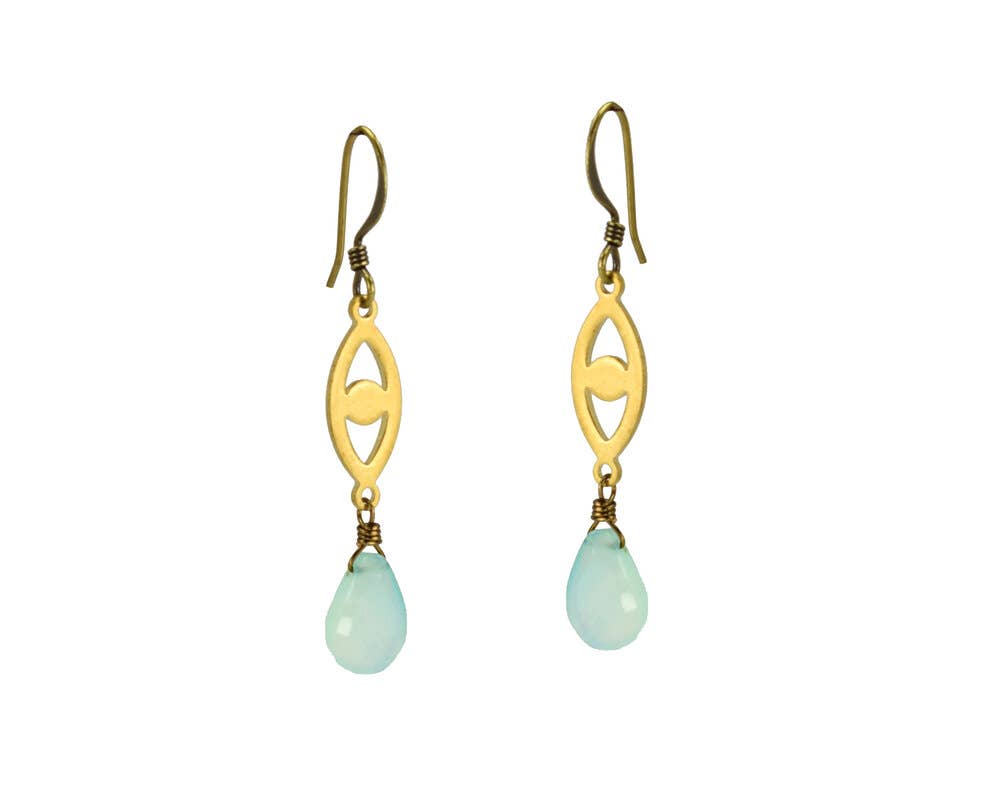 Seafoam Chalcedony Eye Earrings