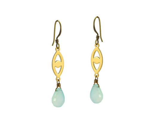 Seafoam Chalcedony Eye Earrings