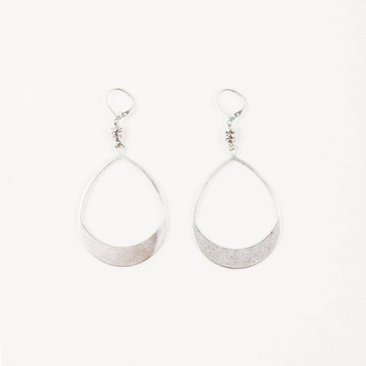 Large Teardrop Hoop Earrings in Silver