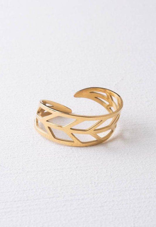 "Rise" Adjustable Ring, 14k gold-plated