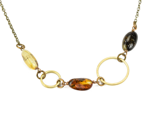 Modern Multi Color Baltic Amber Circle Necklace