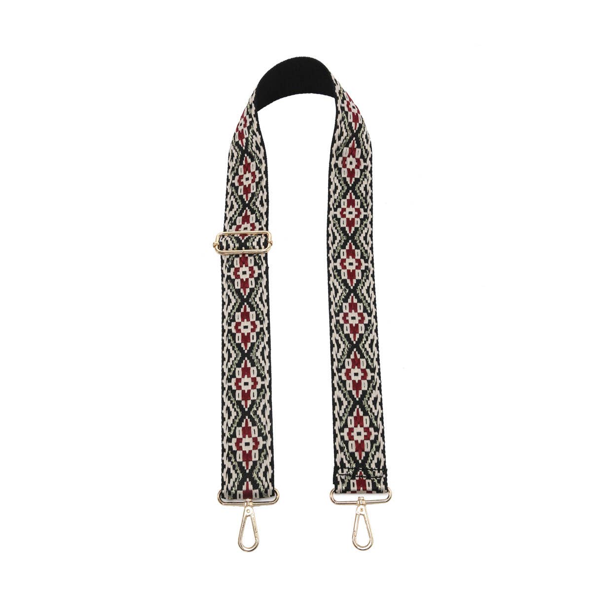 Tribal Guitar Strap - Burgundy & Green