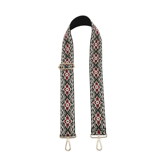 Tribal Guitar Strap - Burgundy & Green