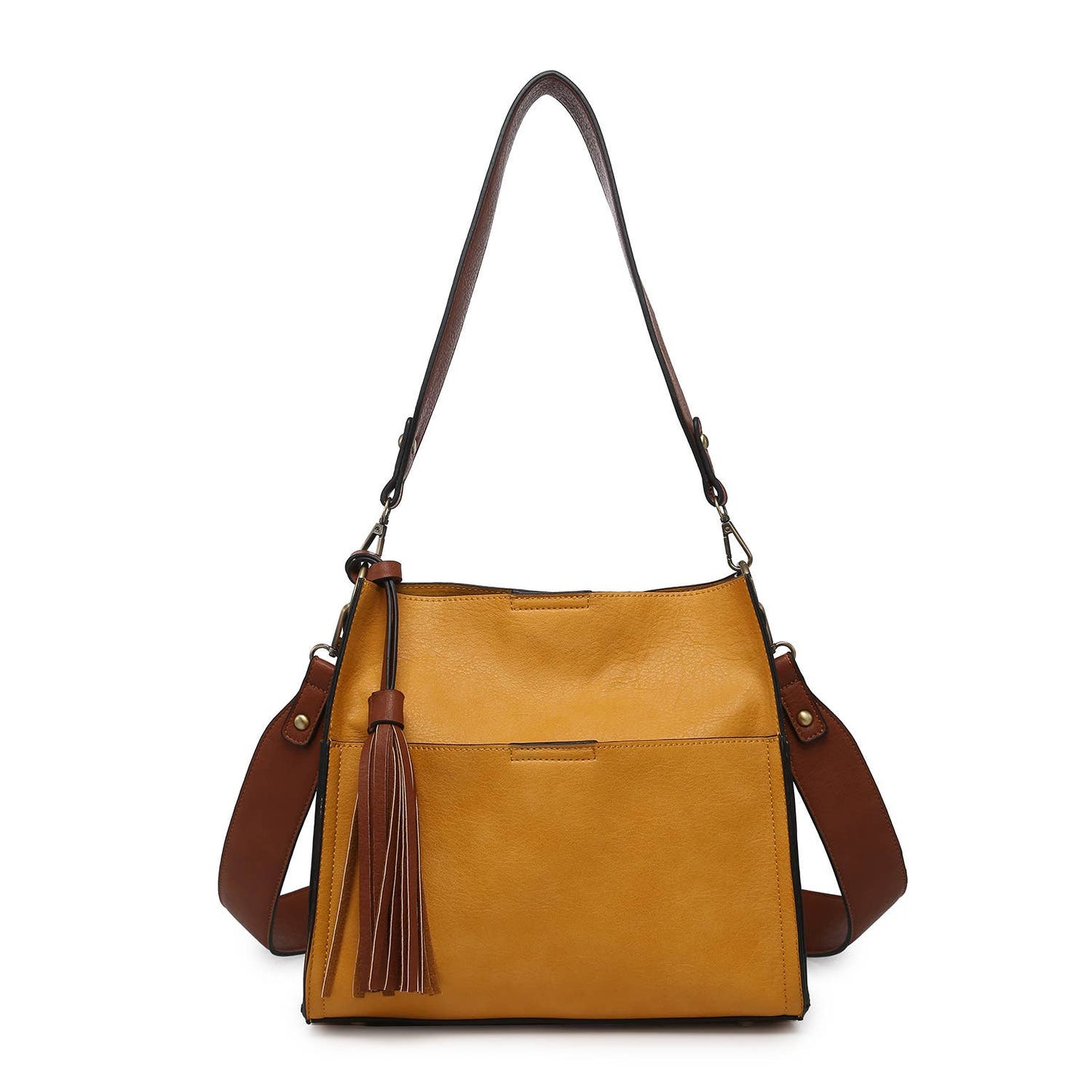 Lyla 2-in-1 Bucket Bag w/ Guitar Strap in Mustard