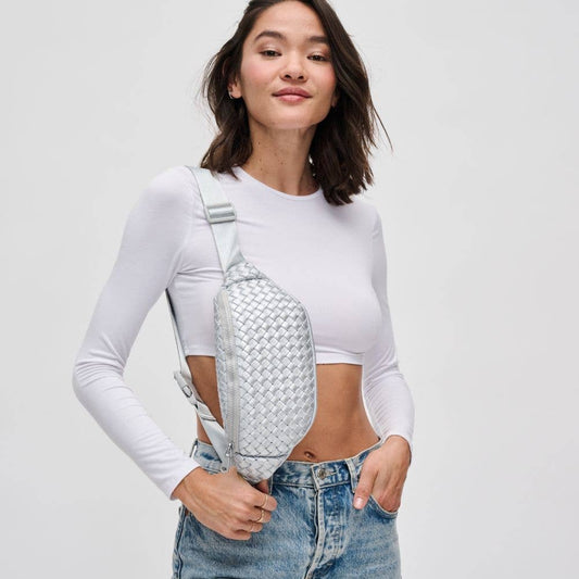 Woven Neoprene Belt Bag, in Silver, by Aim High