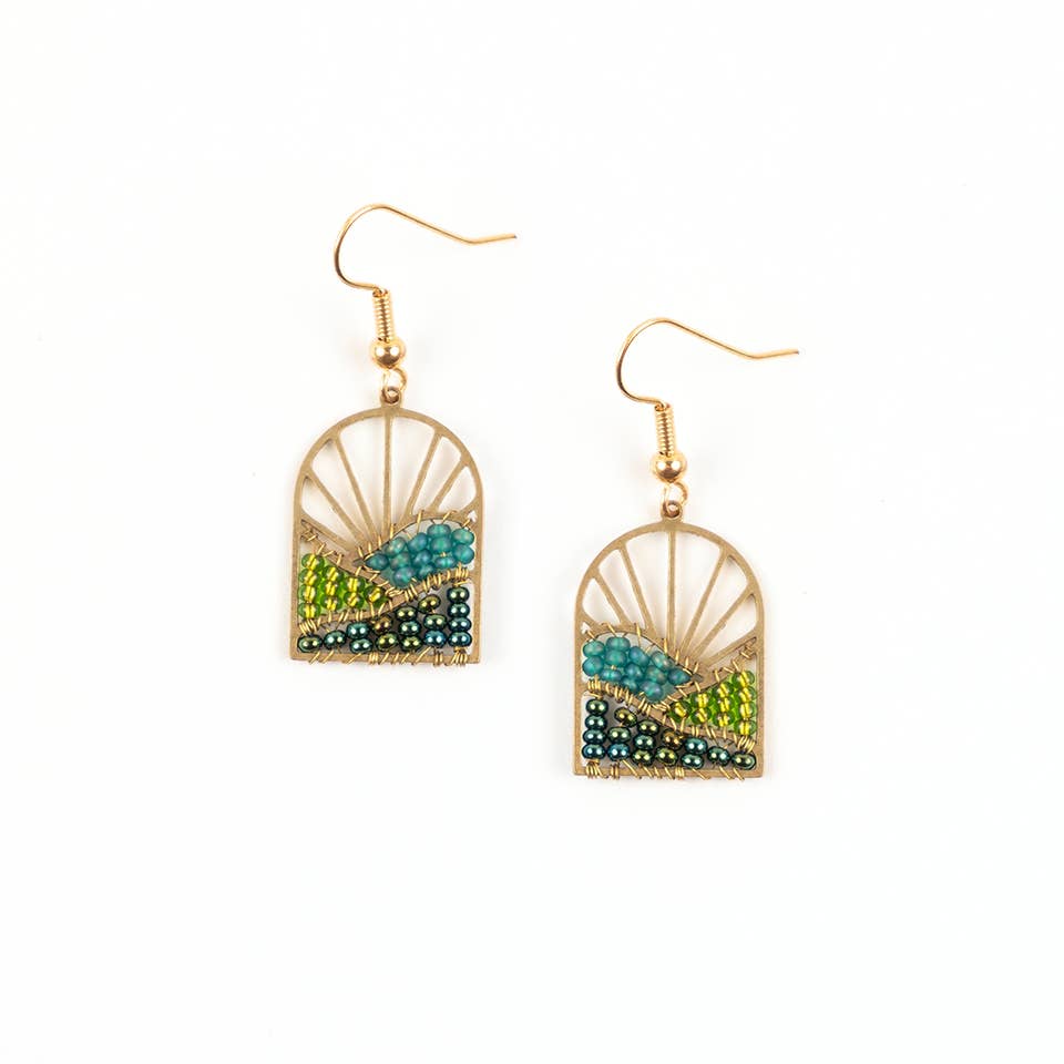 Sunrise Brass and Bead Earrings