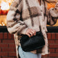 Woven Willow Camera Crossbody Bag, in Black