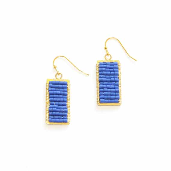 Rectangle Earrings, in Lapis & Brass