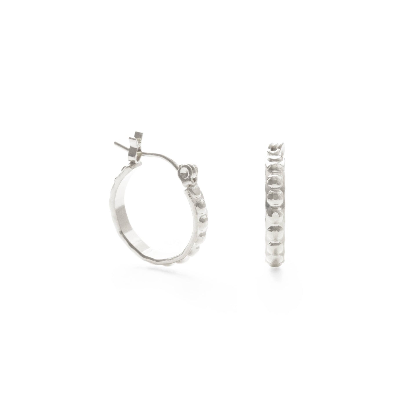 Beaded Hoops - 5/8" silver