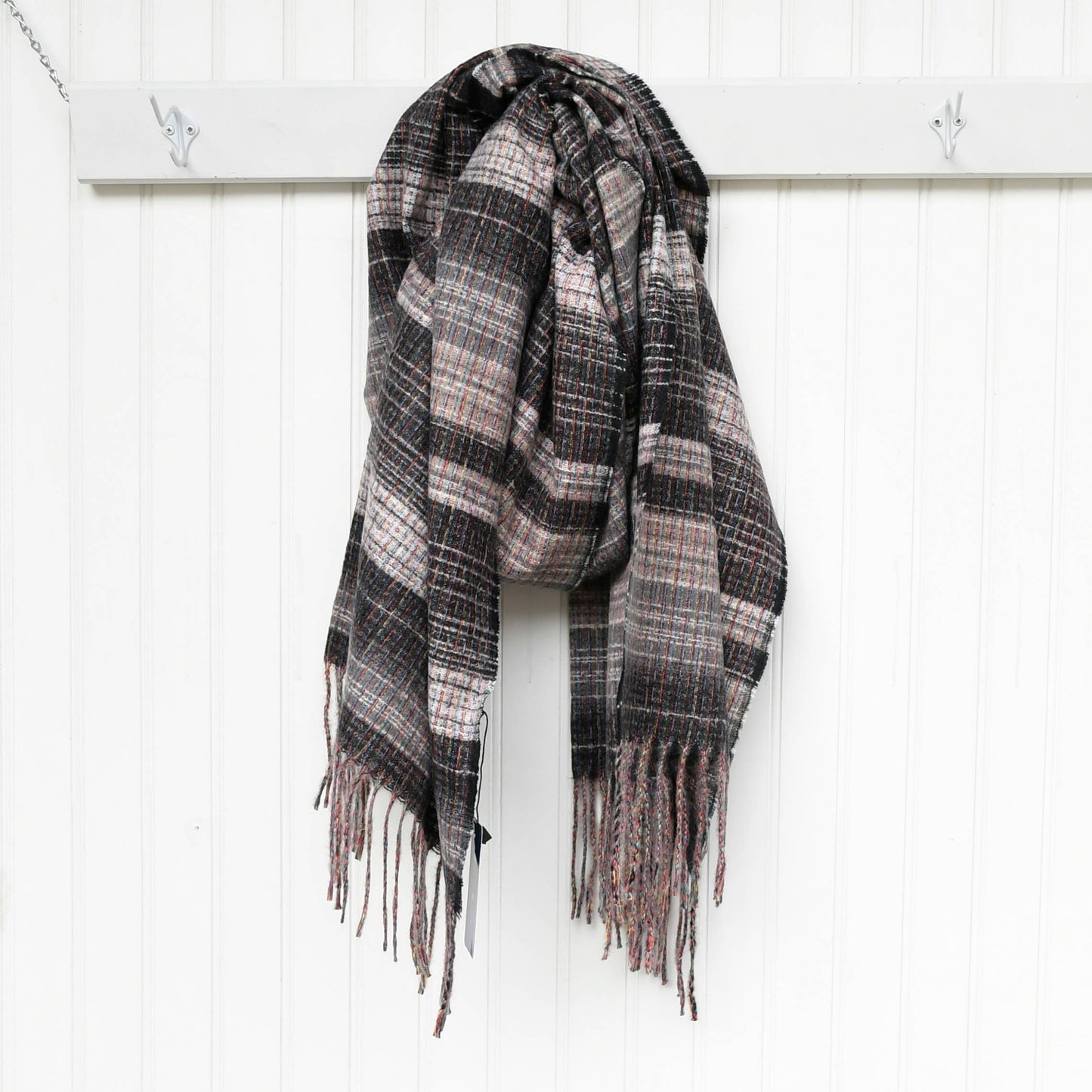 Black and Grey Soft Striped Scarf