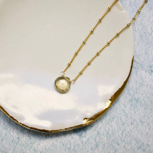 Dainty Semi-Precious Necklace in Lemon Quartz