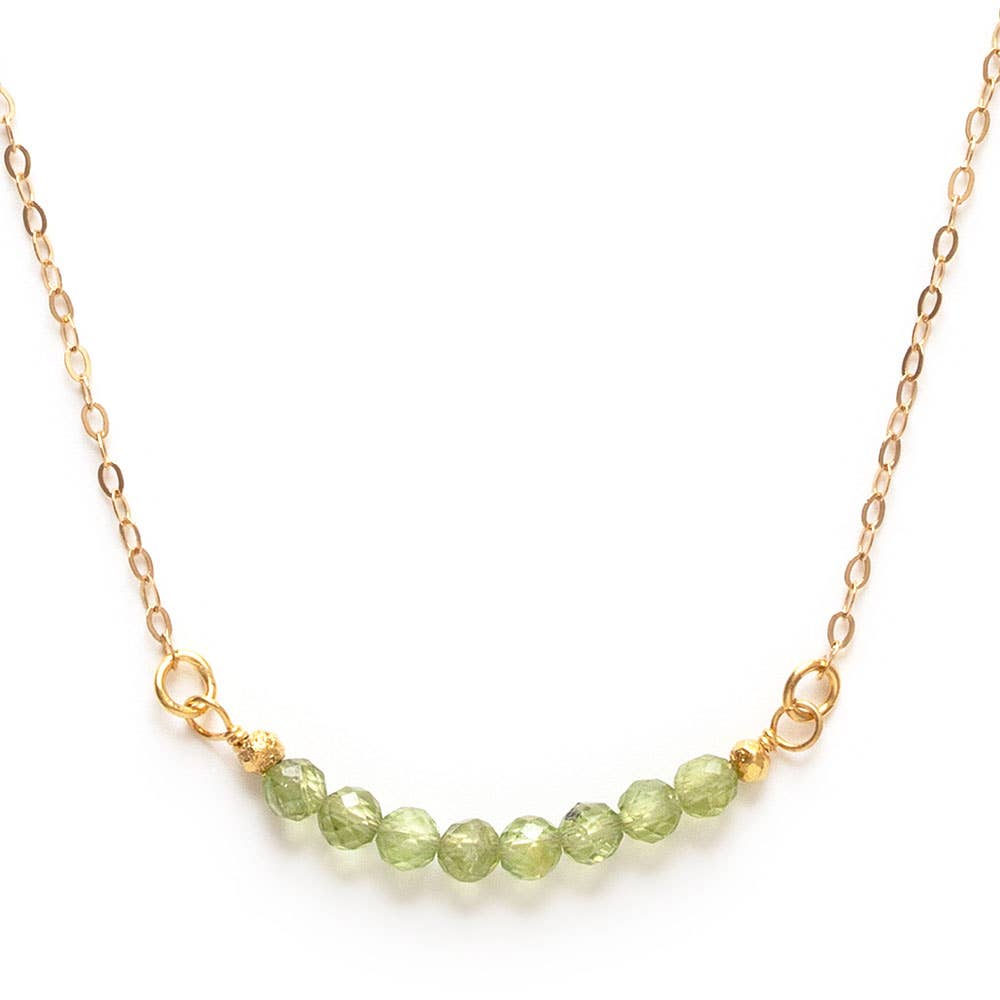 3mm Gemstone Pebbles Necklace: Peridot