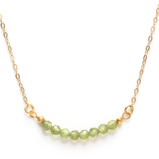 3mm Gemstone Pebbles Necklace: Peridot