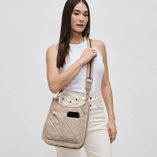 Motivator Quilted Nylon Crossbody, in Nude