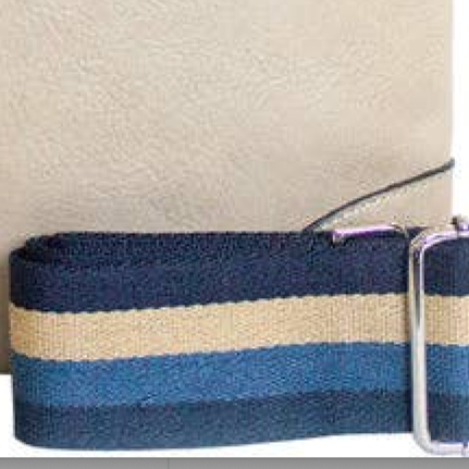 Striped Guitar Strap, in cream and various blues