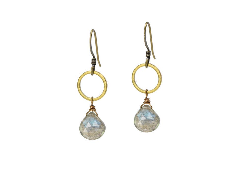 Labradorite Circle Earrings