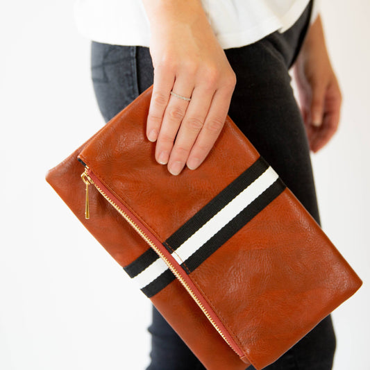 Preppy Stripe Foldover Clutch