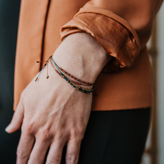 Tiny beaded morse code bracelet - WARRIOR