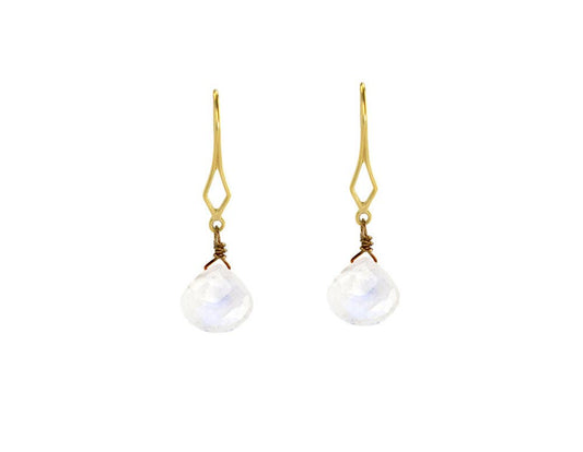 Rainbow Moonstone Diamond Shaped Earring