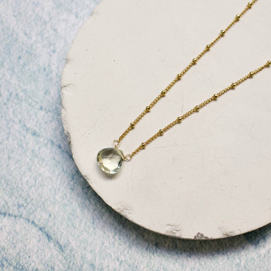 Dainty Semi-Precious Necklace with Mint stone